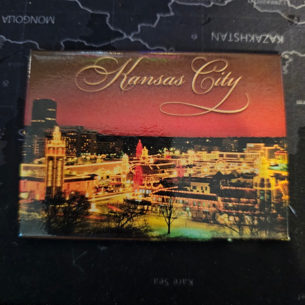 Kansas City Skyline Country Club Plaza Souvenir Refrigerator Magnet Night View
